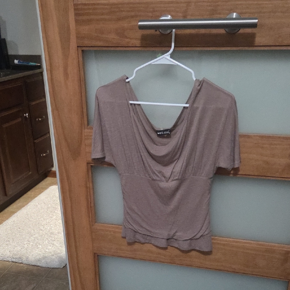 Wet Seal Pink Draped Fitted Blouse